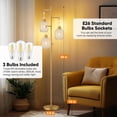 thumbnail image 5 of ZEN Dimmable Boho Floor Lamp - 3 Light Farmhouse Rattan Floor Lamp for Living Room, Industrial Tree Floor Lamps with 3 X 6W LED Bulbs, Rustic Standing Tall Lamp for Bedroom, 68", White, 5 of 14