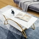 thumbnail image 2 of Mesa de café COSTWAY de mármol de 2 niveles con almacenamiento blanco/dorado, 2 of 9