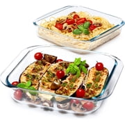 NUTRIUPS (1.7QT+2.4QT) Square Glass Baking Dish Set,2 Piece Square Glass Baking Pan (8.2x8.2 & 9x9 Inches)
