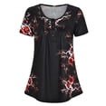 thumbnail image 4 of T-shirt Imprimé Femme Été Col Rond Blouse Ample Manches Courtes Blouse Haut Ample, Noir, m, 4 of 7