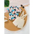 thumbnail image 3 of PureChapter Baby Boys' Clothing Sets Boys Summer Outfits Tropical Palm Tree Print Short Sleeve Bow Tie Shirt & Suspender Shorts 2-Piece, 3 of 9