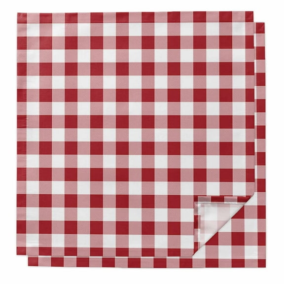 Farmhouse Red Plaid Cloth Napkins Washable Set of 2, Rustic Red White Checkered Reusable Dinner Table Napkins Cloth Bulk for Weddings Kitchen Restaurants Hotel Events Parties 20 x 20 Inch