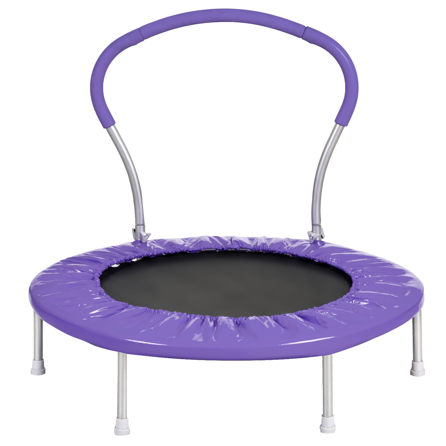 36&quot; Kids Indoor Trampoline, Small Toddler Trampoline for Boys Girls, Kids Trampoline Little Trampoline with Handrail and Safety Padded Cover, Mini Foldable Rebounder Fitness Trampoline, Purple, Q14389