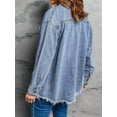 thumbnail image 6 of Women'S Oversized Denim Jacket Casual Long Sleeve Denim Shirts Distresse Jean Jacket 2025 Spring Outfits Light Blue L, 6 of 8