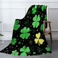 thumbnail image 2 of JOOCAR Flannel Throw Blanket With Green Clover And Heart Pattern On Black Background For Gift Home Sofa Bed Decoration 80x60 inch, 2 of 5