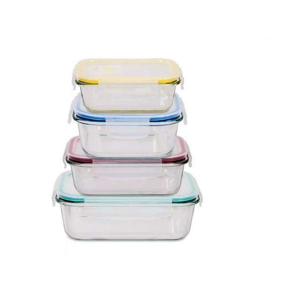Lexi Home 8 Pc Glass Storage Containers with Vent lids - Multi-color
