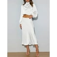 thumbnail image 2 of FOCUSNORM Hauts en Satin Printemps Automne pour Femmes Manches Longues Hauts Courts Col Montant pour Travail, Fête, 2 of 9