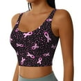 thumbnail image 2 of Fotbe Breast Cancer Awareness3 Pattern Womens' Sports Bra Longline Wirefree Padded with Medium Support Sports Moisture-Wicking Workou Vest,Tank Top-Large, 2 of 7