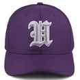 thumbnail image 2 of Daxton Premium Mid Profile Hat Semi Curved Visor Purple Cap White Silver Gothic Embroidered, Letter U, 2 of 4