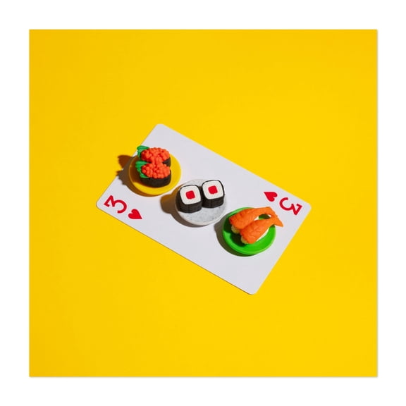 Sushi Selection on a Playing Card - Photography Sushi Pop Art Japanese Food Modern Art Kitchen Decor Humor Whimsical Unframed Wall Art Print 6 x 6 inches