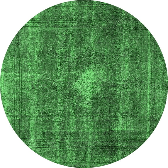 Ahgly Company Indoor Round Oriental Emerald Green Industrial Area Rugs, 6' Round