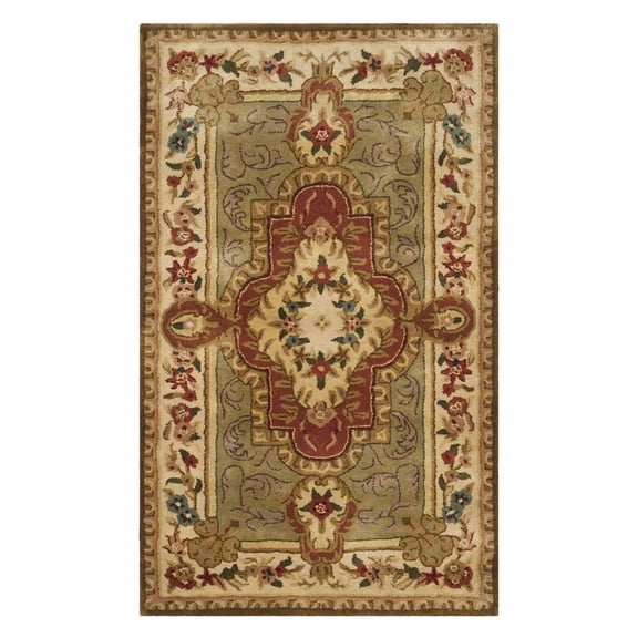 Rug in Ivory and Green (5 ft. L x 3 ft. W)