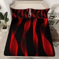 thumbnail image 2 of jejeloiu Waves Stripes Lines Queen Sheet Sets,Red Abstract Geometric Bed Set For Men Women 4pcs, 2 of 7