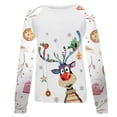 thumbnail image 4 of Pntutb Camisas para mujer Blusa regular estampada con cuello redondo y manga larga con estampado navideño Pntutb Pntutb-1069, 4 of 5
