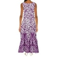thumbnail image 3 of SMihono Robe Maxi Bohème d'Été pour Femmes Grande Taille Mode d'Été Imprimée Col en V Sans Manches Robe à Enfiler avec Poches Robe de Plage, 3 of 5