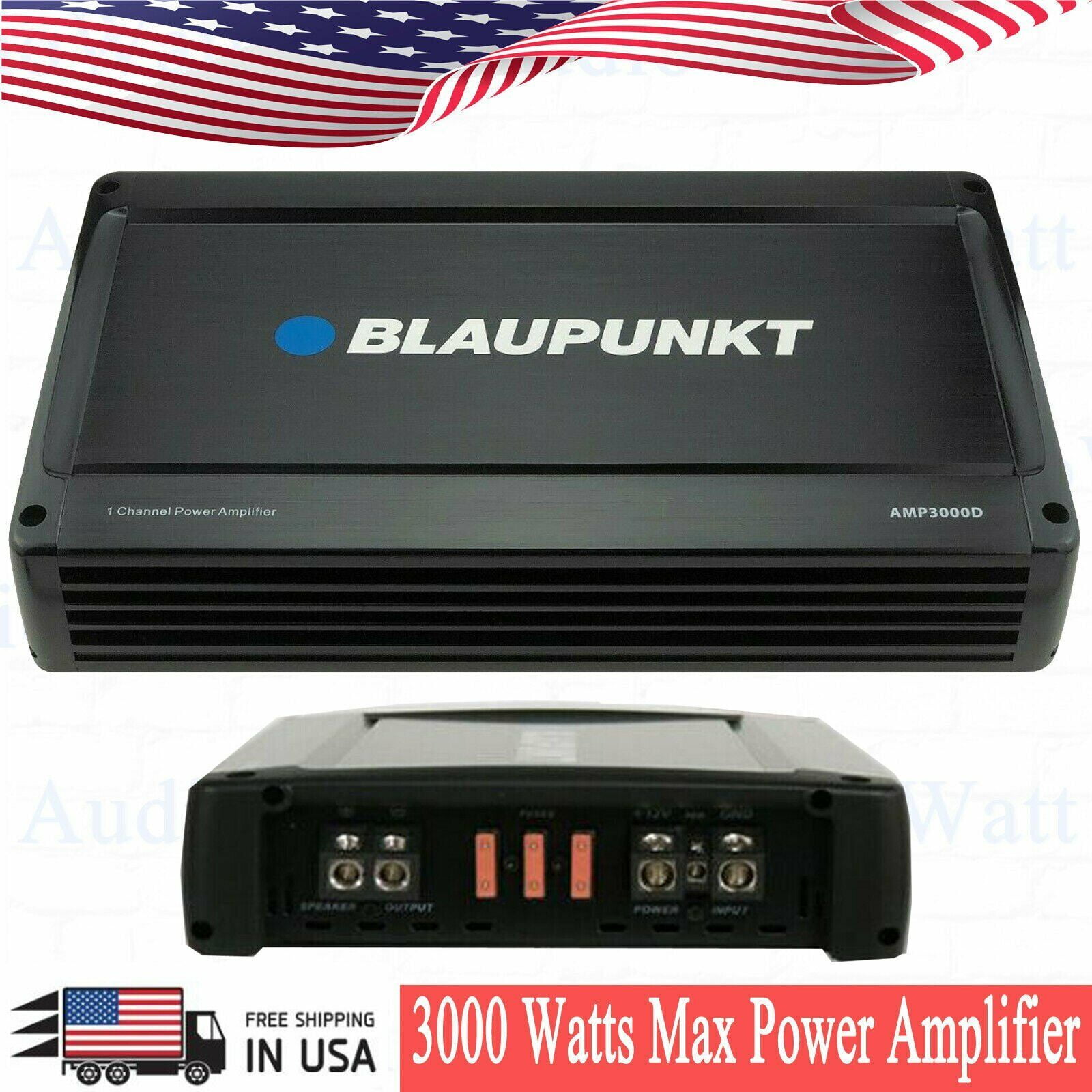 Blaupunkt AMP3000D 3000W Max 1CH Monoblock Class D Stereo Car Audio