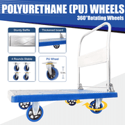 600lbs Foldable Push Cart Dolly, Capacity Platform Truck, Heavy Duty Moving Cart with PU Wheels