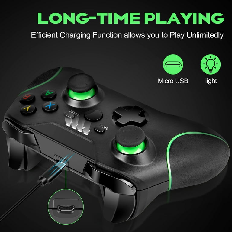 Controle sem fio Xbox One, controle de jogo Zamia Gamepad 2,4 GHZ  compatível com Xbox One/One S/One X/One Series X/S/Elite/PC Windows 7/8/10  com vibração dupla integrada (preto)