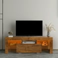 thumbnail image 2 of BTMWAY Farmhouse TV Console Table, Living Room Wooden TV Stand for 32-55 Inch Television, Heavy Duty TV Cabinet with Storage Drawer, Media Shelves and LED Lights, Entertainment Center, Brown, 2 of 13