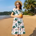 thumbnail image 4 of Disketp Hawaii Palms para Vestido de Manga Corta para Mujeres, Vestidos de Verano para Mujeres, Casual y Holgado para la Playa, 4 of 6