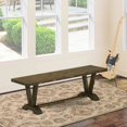 thumbnail image 2 of East West Furniture VB776 V-Style Modern Dining Bench with Wooden Seat, 60" L x 15" W x 18" H, 2 of 6