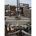 thumbnail image 2 of Outdoor Tablecloth with Umbrella Hole for Patio/Picnic/Party/Camping, Olive Black Boho Waterproof Table Cloth Round Cover Washable, Vintage Tribal Striped Southwestern (Dia 54"), 2 of 9