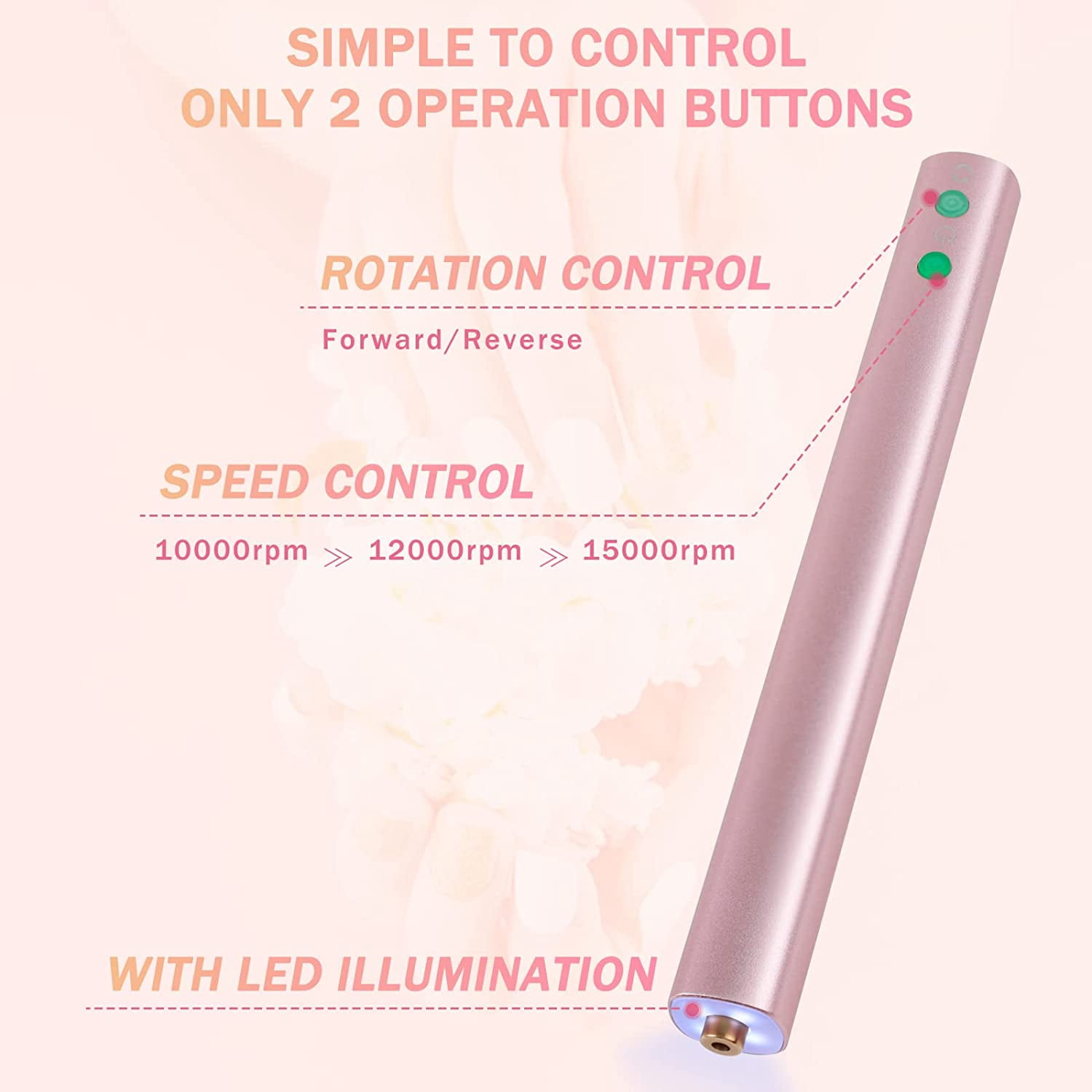 Biutee Cordless Nail Drill 15000RPM Professional Portable Rechargeable Electric Nail Drill Machine with LED Electric Efile Nail File with Bits and Sanding Bands for Acrylic Gel Nail Manicure Pedicure
