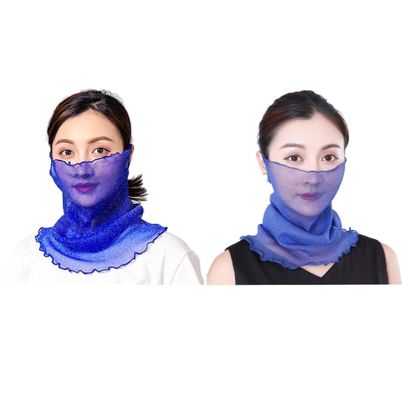 Masteelf  2 Pcs Face Neck Mask Summer Bib Scarf Hijab for Women Miss Blue