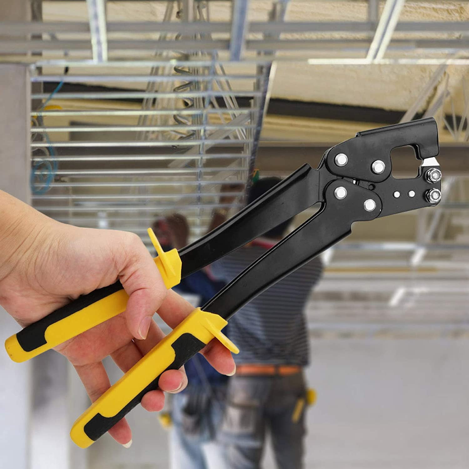 ABCISI Steel Stud Crimper, Firm High Hardness Good Toughness Handle Stud Crimper, Metal Stud Crimper Punch Lock Framing Fastening Crimping Single Hand Tool for Home Fixing Light Steel Keels