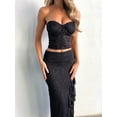 thumbnail image 4 of Baby Sweetie Women 2 Piece Outfit Elegant Floral Lace Strapless Tube Tops and Splits Skirt Going Out Clothes, 4 of 6