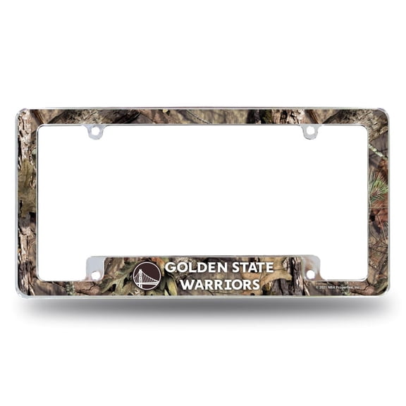 Golden State Basketball Warriors Chrome Metal License Plate Frame - Features Camo Design