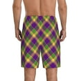thumbnail image 3 of Kdxio Mardi Gras Plaid Print Mens Sleep Shorts Bottoms Soft Comfy Pajama Wear Pants with Drawstring Pockets, 3 of 7