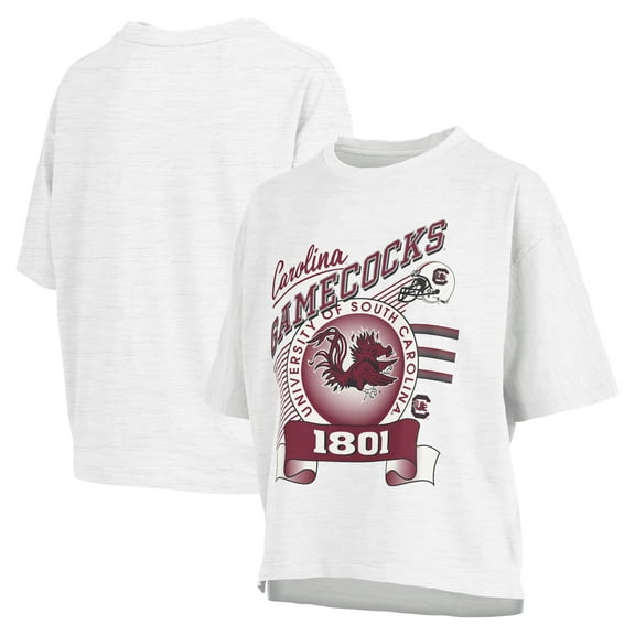 Women's Pressbox White South Carolina Gamecocks Rock & Roll Slub-T-Shirt