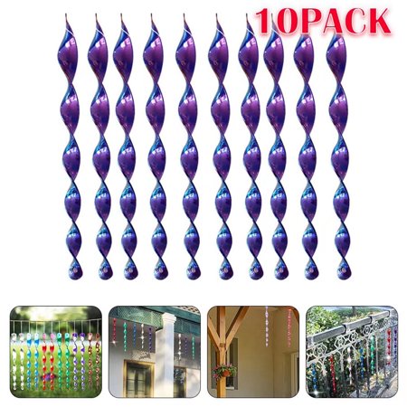 10pcs Bird Deterrent Rods Reflective Bird Repellent Wind Twisting Rods-Purple