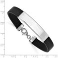 thumbnail image 3 of Sterling Silver Rhodium-Plated Id Black Rubber Bracelet (8 X 11) Made In Italy xgbkss14-8, 3 of 5
