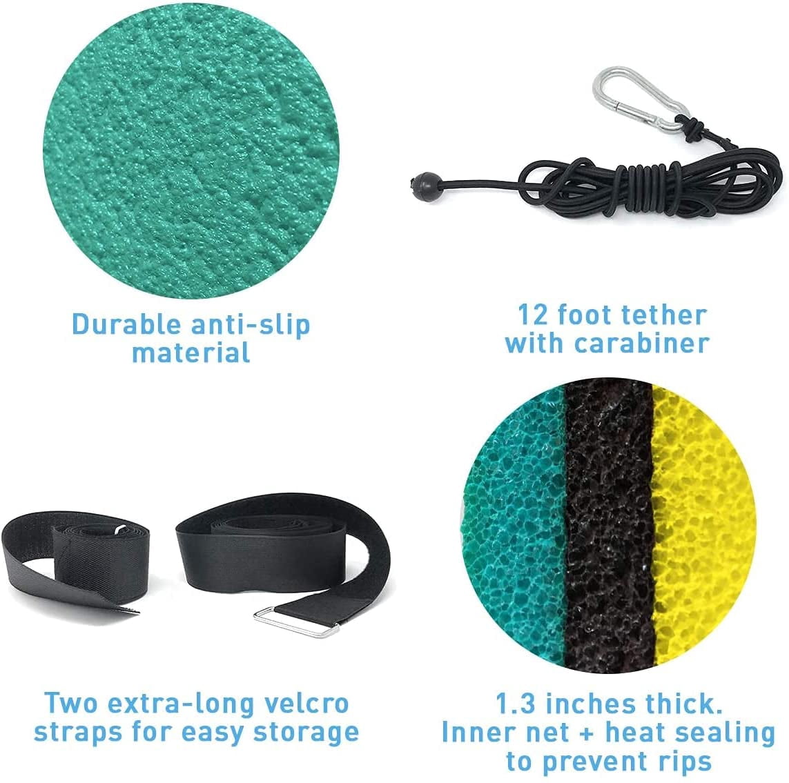 VOS Tahoe Premium Ultra Oversized Floating Water Mat, Foam Water Floating Pad, Lily Pad - Perfect for Lake, Pool, Beach, Sports & Water Activities, Orange Green Black (6'x6')