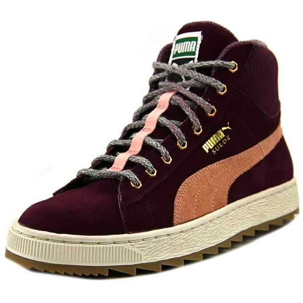 puma round toe lace up sneakers black