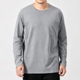 thumbnail image 5 of UVEASISHA Men's Solid Color Long Sleeve T-Shirts Business Casual Regular Fit Tees Fall Lightweight Stretchy Undershirts Soft Comfy Pajama Tops Gray 3XL, 5 of 9