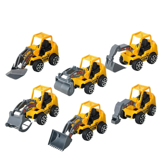 6pcs Children Simulation Engineering Vehicles Car Truck Auto Model Educational Toys Bulldozer