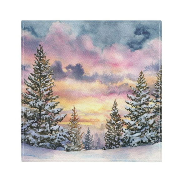 1 Pack 20'' x20" Satin Table Napkins Dinner Napkins for wedding Party Decoration events Watercolor Winter Landscape