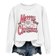 thumbnail image 2 of asdoklhq Christmas Shirts for Women Christmas Printed Crew Neck Long Sleeve Pullover Hoodie White S, 2 of 4