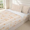 thumbnail image 3 of Manfei Modern Checkered Zipper Queen Comforter Set with Fitted Sheet and 2 Pillowcases,Cute Bow Zipper Bedding Set,Orange Beige,Reversible,4pcs, 3 of 8