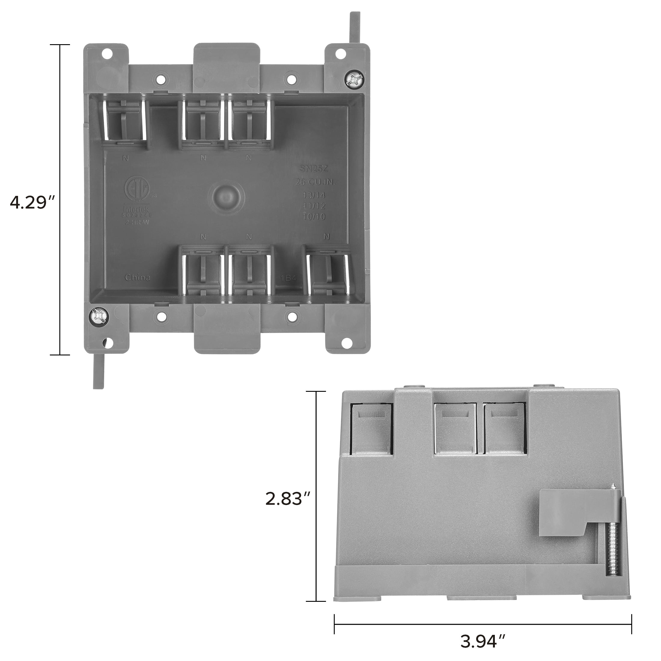 Maxxima 2 Gang 26 cu. in. PVC Old Construction Electrical Switch and Outlet Junction Box, ETL Listed, Gray (10 Pack)