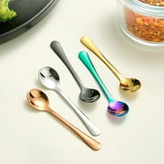 Mini Rainbow Soup Spoon, Clearance, 2.95 Stainless Steel Titanium Plating Shiny Mutilcolor Round Spoons Silverware, Colorful Table Spoon Table Spoons Set Sturdy Easy To Clean, Dishwasher Safe(B)