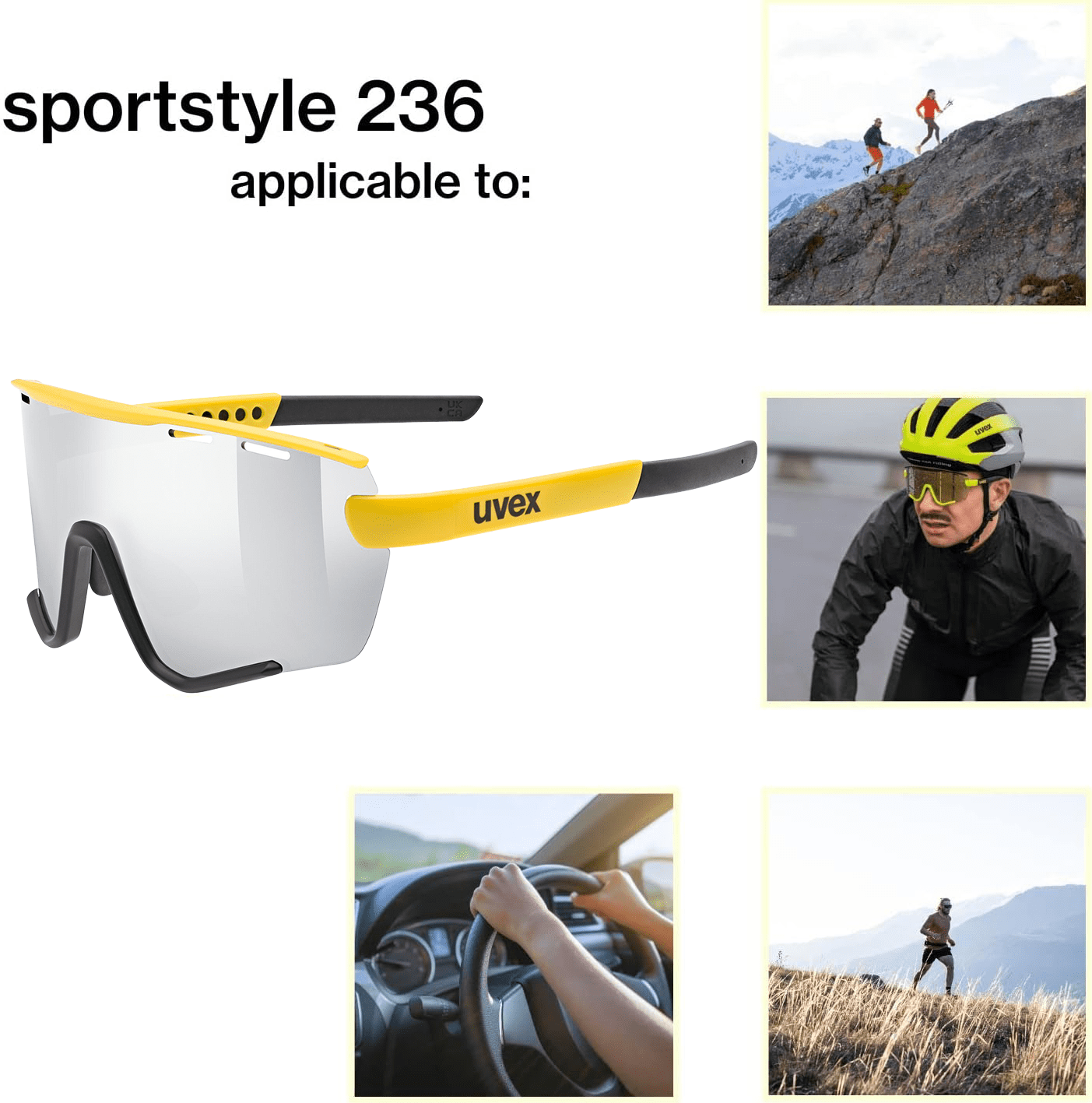 uvex Unisex - Adults sportstyle 236 Set Sports eyewear - sunbee-black matt/silver