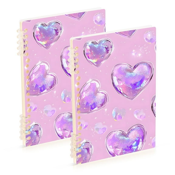 joogoo Spiral Journal Notebook Holographic Glitter Hearts College Ruled Notebooks 8.3" x 5.7" 2 PCs