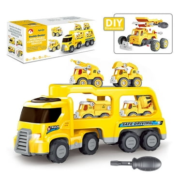 Baby Toddler Construction Car Toys Set Storage Truck with Sounds and Lights for Kids Boys Girls