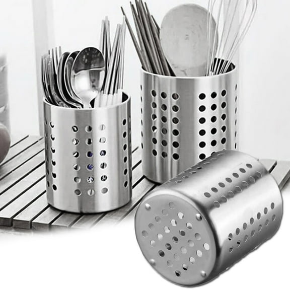 LEAQU Stainless Steel Cooking Utensil Holder, Extra-Large Stainless Steel Kitchen Utensil Holder, Utensil Caddy - Weighted Base for Stability - for Easy Cleaning - Countertop Utensil Organizer.