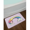 thumbnail image 2 of Rainbow Bath Mat, Funny Unicorn over Clouds Colorful Mane Print, Plush Bathroom Decor Mat with Non Slip Backing, 29.5" X 17.5", Pale Yellow Peach, by Ambesonne, 2 of 2