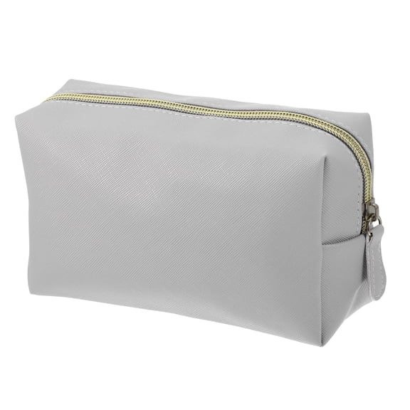 Unique Bargains PU Leather Makeup Bag Large Makeup Bag Make Up Brush Organizer Bag Toiletry Bag for Women M Size Gray